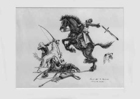 'Killing the Crusader'. From 'The Dog Hunters'. 
$NZ250 (approx $US167, £128, €141)